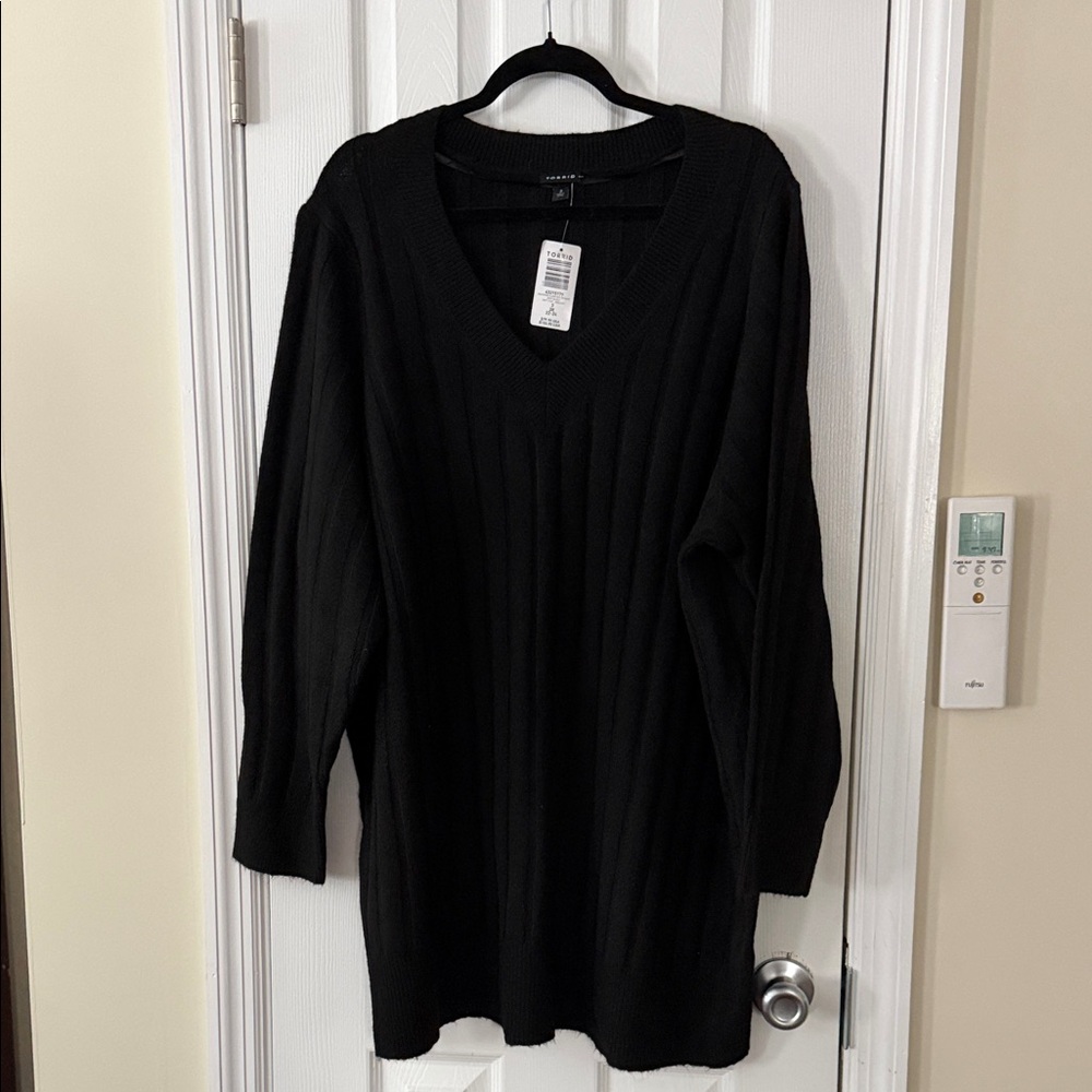 Black V-Neck Sweater dress